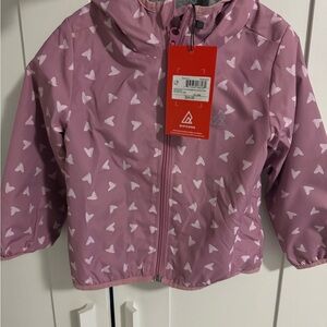 Pink Heart Print Kids Jacket with Hood